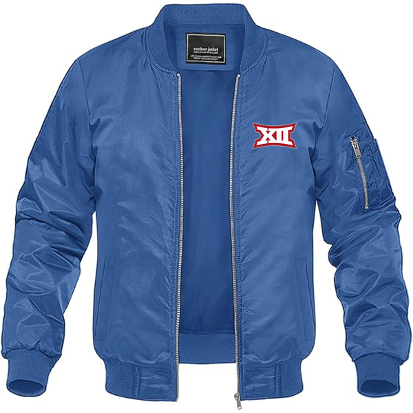 Men's  Big 12 Conference Lightweight Bomber Jacket Windbreaker Softshell Varsity Jacket Coat