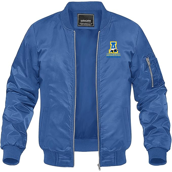 Men's Alaska Nanooks Lightweight Bomber Jacket Windbreaker Softshell Varsity Jacket Coat