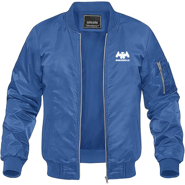 Men's Marshmello Logo Lightweight Bomber Jacket Windbreaker Softshell Varsity Jacket Coat