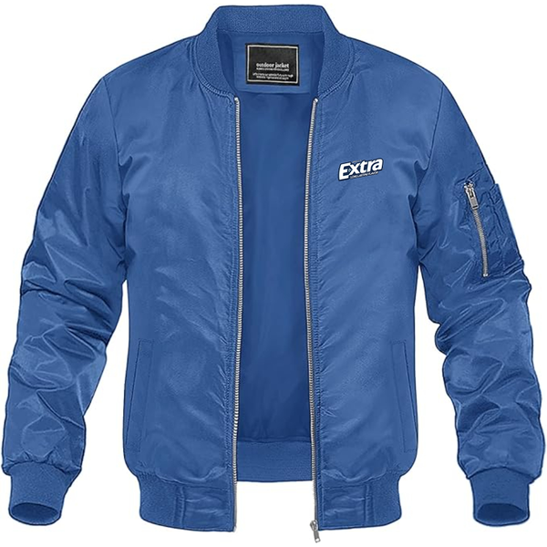 Men's Extra Gum Logo Lightweight Bomber Jacket Windbreaker Softshell Varsity Jacket Coat