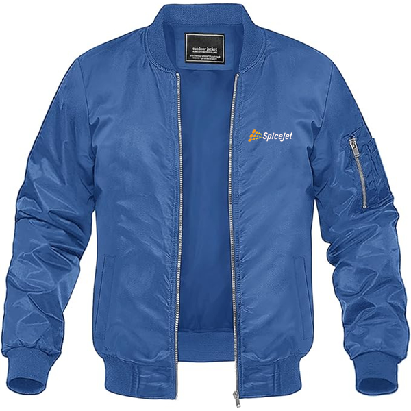 Men's SpiceJet Logo  Lightweight Bomber Jacket Windbreaker Softshell Varsity Jacket Coat