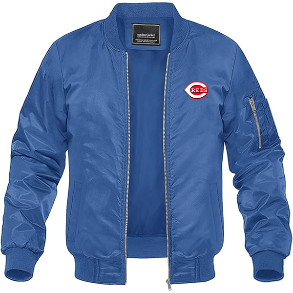 Men's Cincinnati Reds Logo Lightweight Bomber Jacket Windbreaker Softshell Varsity Jacket Coat