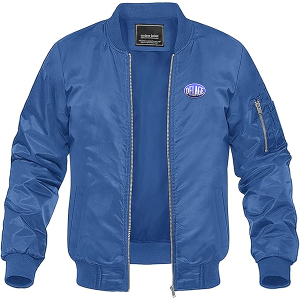 Men's Delage Logo Lightweight Bomber Jacket Windbreaker Softshell Varsity Jacket Coat
