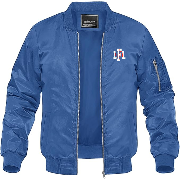 Men's LFL Canada Logo Lightweight Bomber Jacket Windbreaker Softshell Varsity Jacket Coat