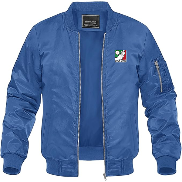 Men's  Italian Baseball League Logo Lightweight Bomber Jacket Windbreaker Softshell Varsity Jacket Coat