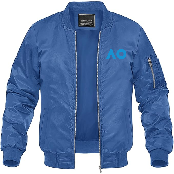 Men's Australian Open Logo Lightweight Bomber Jacket Windbreaker Softshell Varsity Jacket Coat
