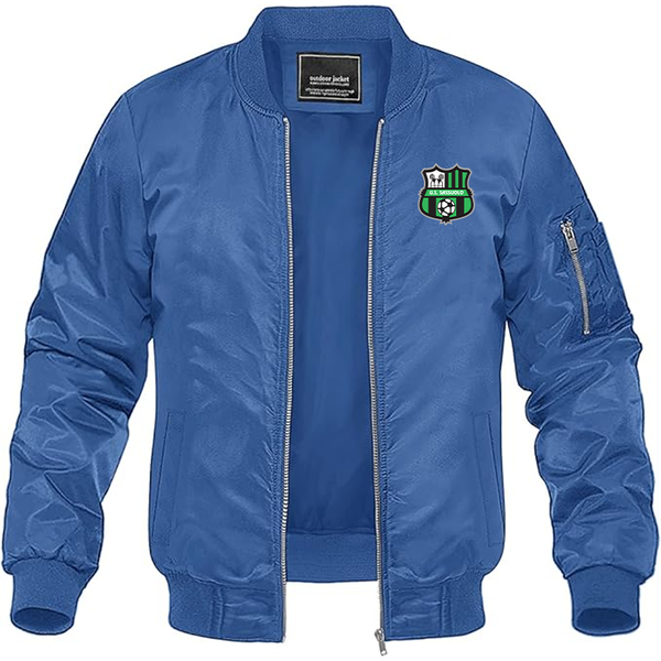 Men's U.S. Sassuolo Soccer Lightweight Bomber Jacket Windbreaker Softshell Varsity Jacket Coat