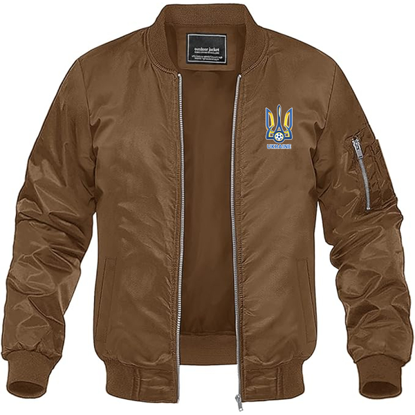 Men's Ukraine National Football Soccer Team Lightweight Bomber Jacket Windbreaker Softshell Varsity Jacket Coat