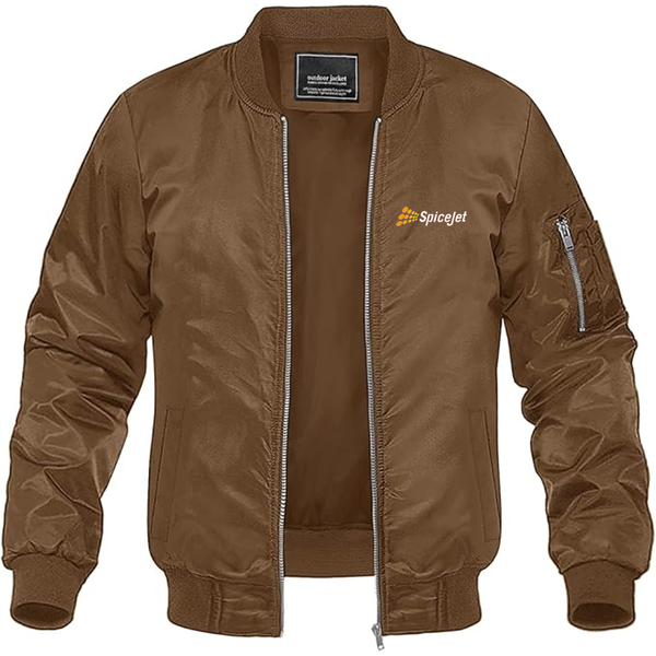 Men's SpiceJet Logo  Lightweight Bomber Jacket Windbreaker Softshell Varsity Jacket Coat