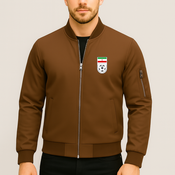 Men's Iran National Soccer Team Lightweight Bomber Jacket Windbreaker Softshell Varsity Jacket Coat