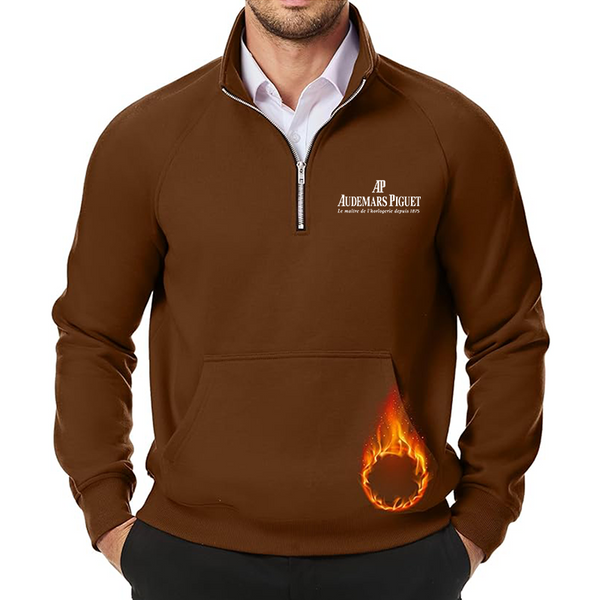 Men's Audemars-Piguet JMIERR Quarter Zip Pullover Heavy Sweatshirts Warm Fleece Sweatshirt Polo Shirt with Pockets