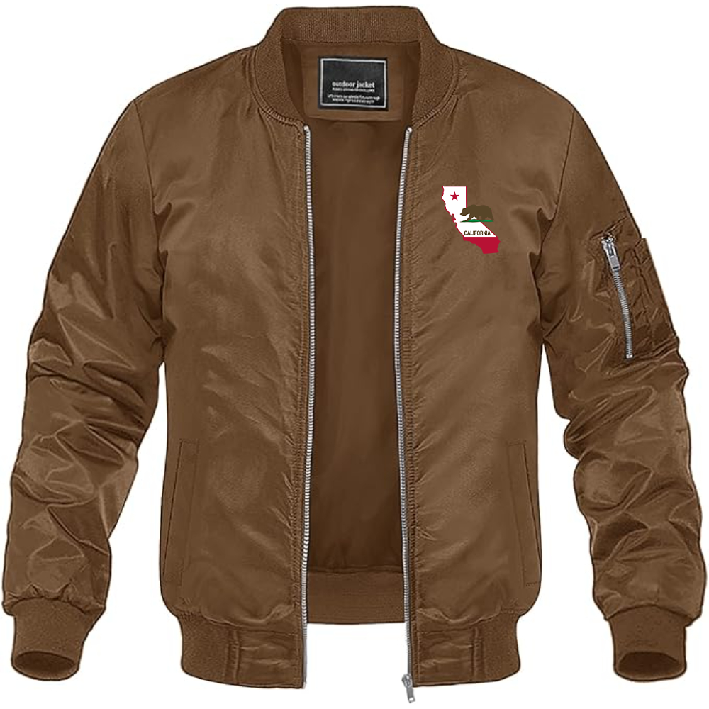 Men's California Bear Map Lightweight Bomber Jacket