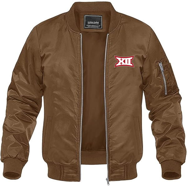 Men's  Big 12 Conference Lightweight Bomber Jacket Windbreaker Softshell Varsity Jacket Coat