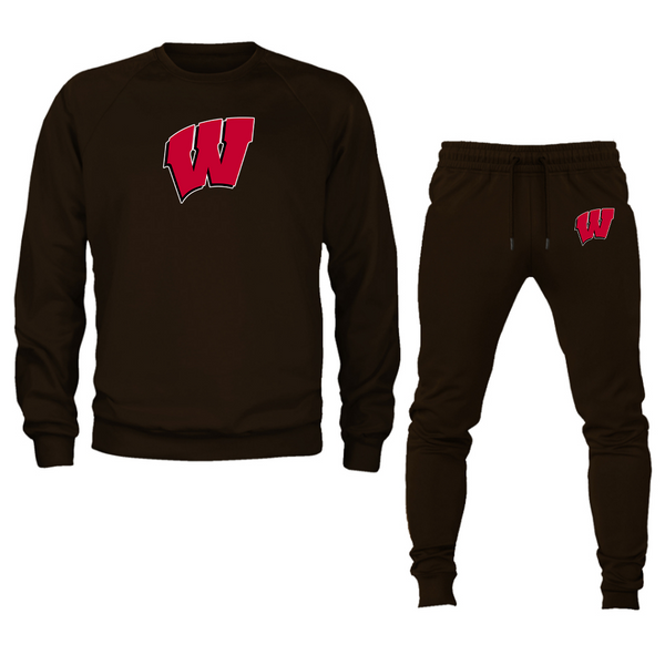 Men's  Wisconsin Badgers  Crewneck Sweatshirt Joggers Suit