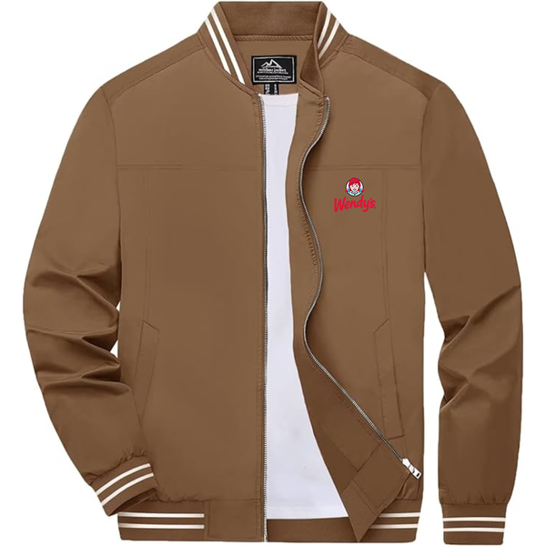 Men's   Wendy_s  Lightweight Zip-Up Bomber Jacket with Ribbed Collar and Cuffs Versatile Casual Outerwear