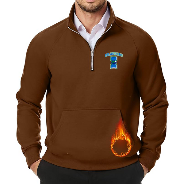 Men's Texas AM CC Islanders  JMIERR Quarter Zip Pullover Heavy Sweatshirts Warm Fleece Sweatshirt Polo Shirt with Pockets