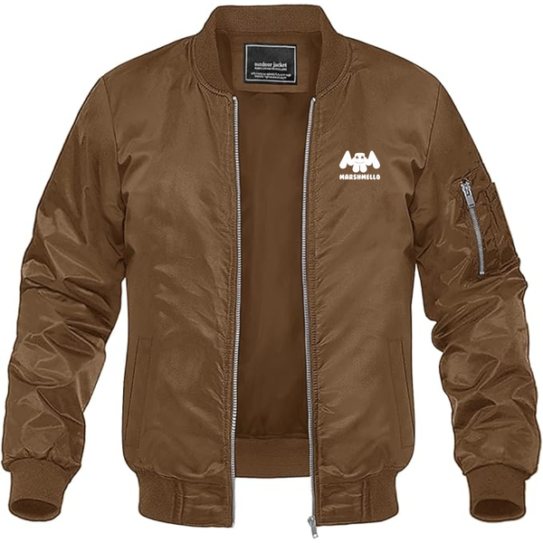 Men's Marshmello Logo Lightweight Bomber Jacket Windbreaker Softshell Varsity Jacket Coat
