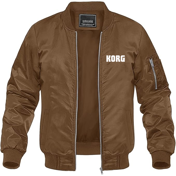 Men's Korg Logo  Lightweight Bomber Jacket Windbreaker Softshell Varsity Jacket Coat