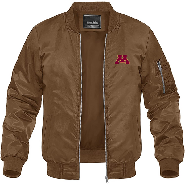 Men's Minnesota Golden Gophers Logo Lightweight Bomber Jacket Windbreaker Softshell Varsity Jacket Coat