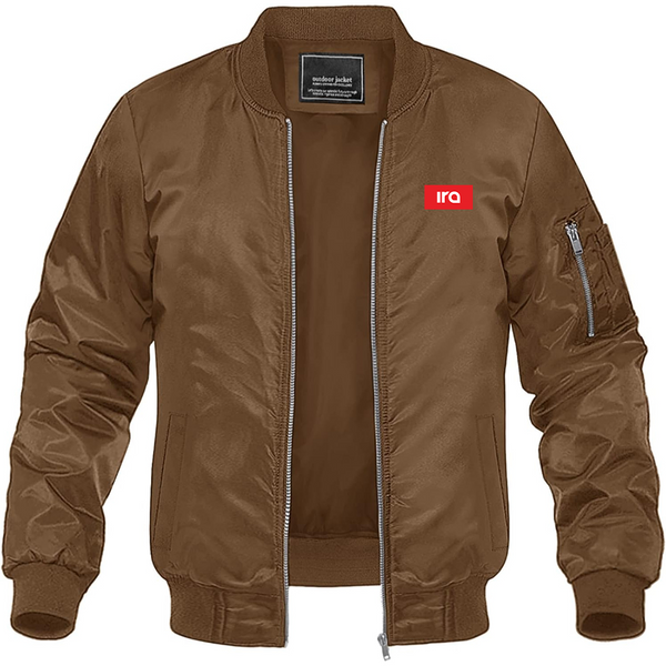 Men's IRA Logo Lightweight Bomber Jacket Windbreaker Softshell Varsity Jacket Coat