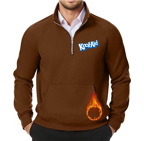 Men's kool-Aid JMIERR Quarter Zip Pullover Heavy Sweatshirts Warm Fleece Sweatshirt Polo Shirt with Pockets