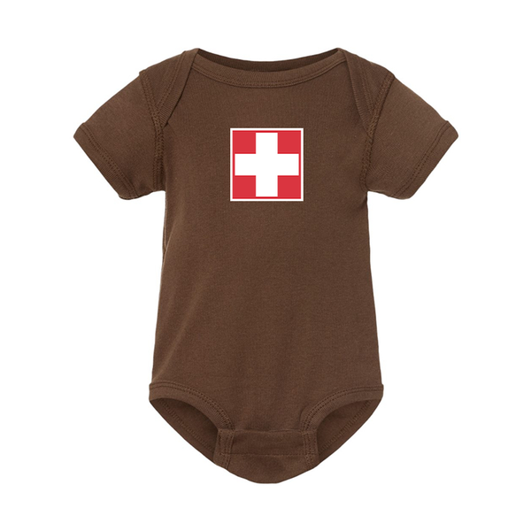 Switzerland National Football Soccer Team Rabbit Skins Infant Baby Rib Bodysuit