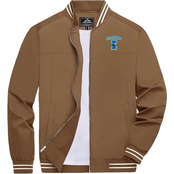 Men's Texas AM CC Islanders  Lightweight Zip-Up Bomber Jacket Ribbed Collar and Cuffs Outerwear