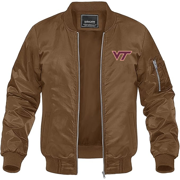 Men's  Virginia Tech Hokies   Lightweight Bomber Jacket Windbreaker Softshell Varsity Jacket Coat
