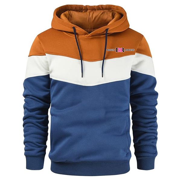 Men's Baskin-Rоbbins   Novelty Color Block Pullover Fleece Hoodie Long Sleeve Casual