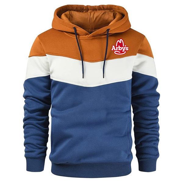 Men's Arbys  Novelty Color Block Pullover Fleece Hoodie Long Sleeve Casual