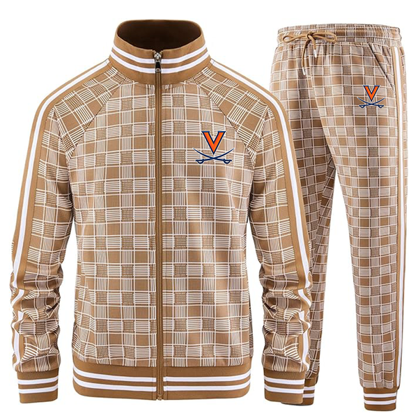 Men's Virginia Cavaliers  Full-zip Long Sleeve Plaid Track Jackets and Pants 2 Piece