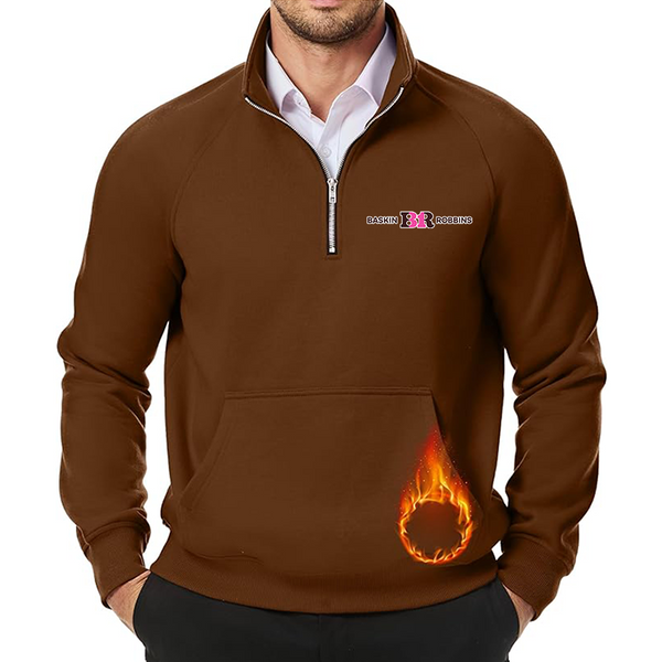 Men's Baskin-Rоbbins  JMIERR Quarter Zip Pullover Heavy Sweatshirts Warm Fleece Sweatshirt Polo Shirt with Pockets
