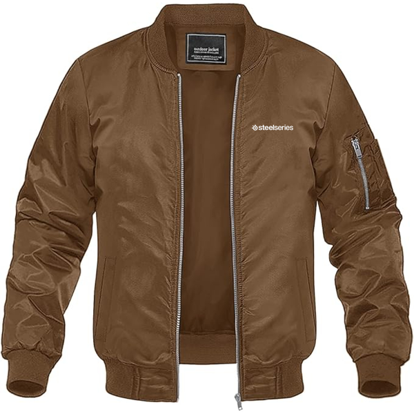 Men's Steelseries Logo Lightweight Bomber Jacket Windbreaker Softshell Varsity Jacket Coat