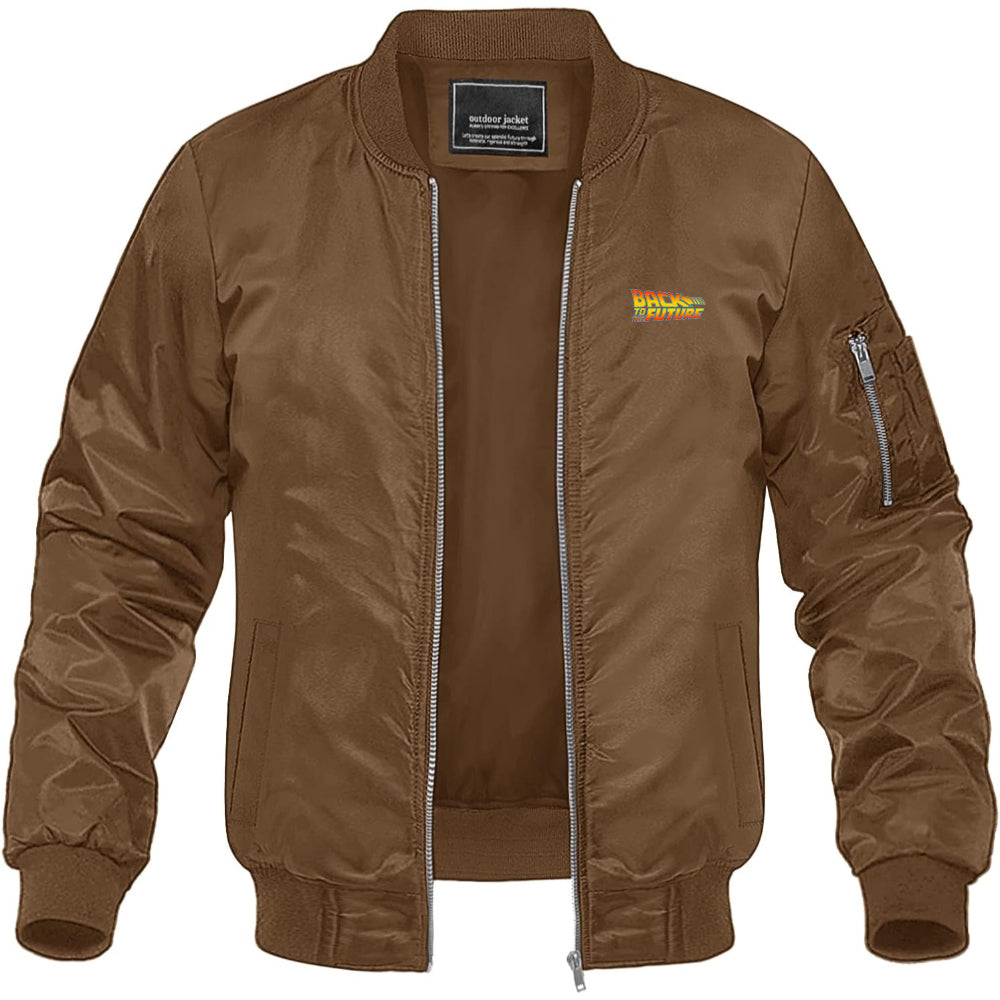 Men's Back To The Future Movie Lightweight Bomber Jacket Windbreaker Softshell Varsity Jacket Coat