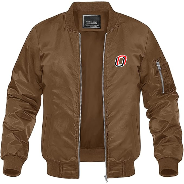 Men's Nebraska Omaha Mavericks Logo Lightweight Bomber Jacket Windbreaker Softshell Varsity Jacket Coat