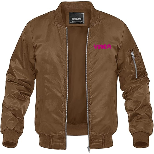 Men's  YMCA Mauve Lightweight Bomber Jacket Windbreaker Softshell Varsity Jacket Coat