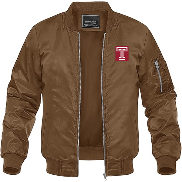 Men's Temple Owls Lightweight Bomber Jacket Windbreaker Softshell Varsity Jacket Coat