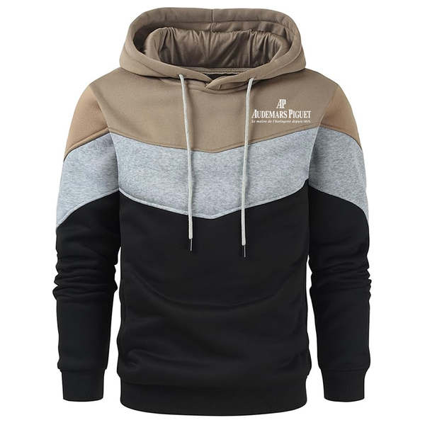Men's Audemars-Piguet Novelty Color Block Pullover Fleece Hoodie Long Sleeve Casual