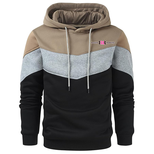 Men's Baskin-Rоbbins   Novelty Color Block Pullover Fleece Hoodie Long Sleeve Casual