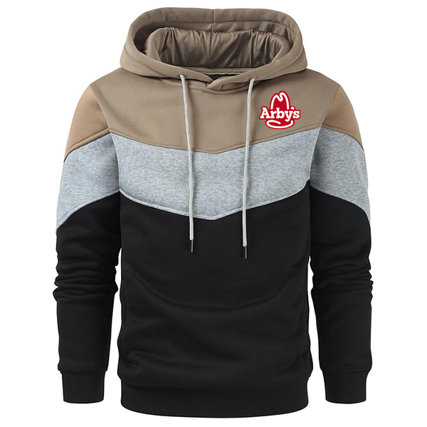 Men's Arbys  Novelty Color Block Pullover Fleece Hoodie Long Sleeve Casual
