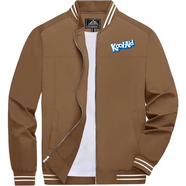 Men's kool-Aid Lightweight Zip-Up Bomber Jacket Ribbed Collar and Cuffs Outerwear