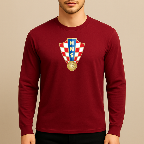 Men's Croatia National Soccer Team Long Sleeve T-Shirt