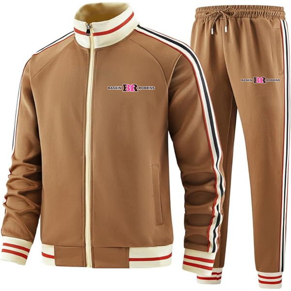Men's Baskin-Rоbbins Tracksuit with Bold Striped Accents and Zippered Front