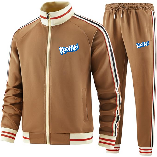 Men's kool-Aid Tracksuit with Bold Striped Accents and Zippered Front