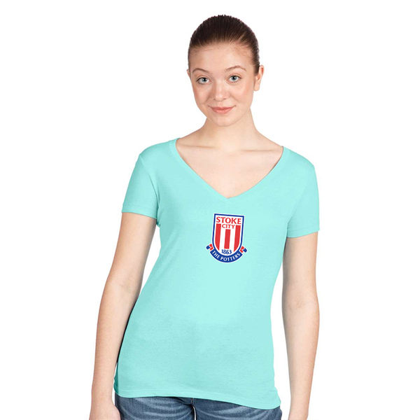 Women's Stoke City Soccer  Next Level V-Neck T-Shirt