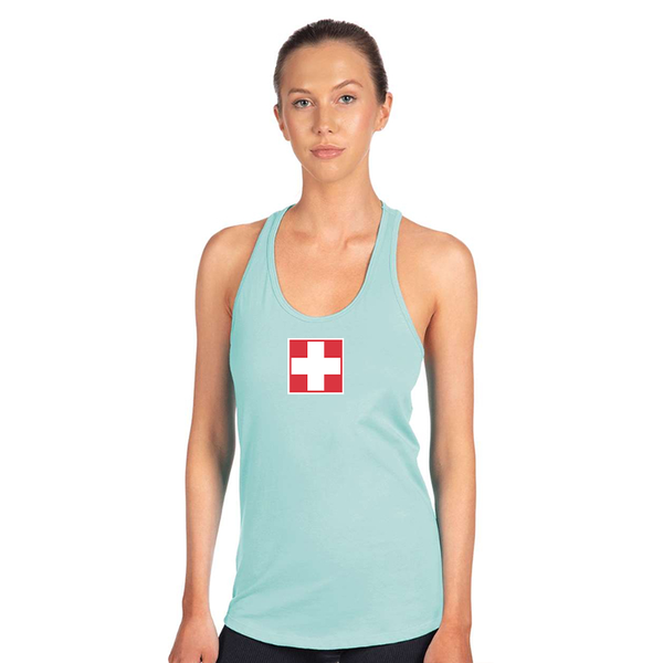 Women's Switzerland National Football Soccer Team  Next Level Ideal Racerback Tank