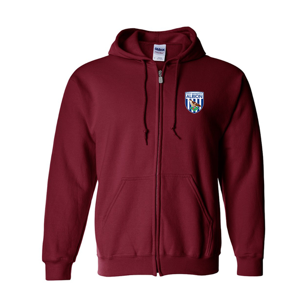 Men's West Bromwich Albion Soccer Gildan  Heavy Blend Full Zip Hooded Sweatshirt