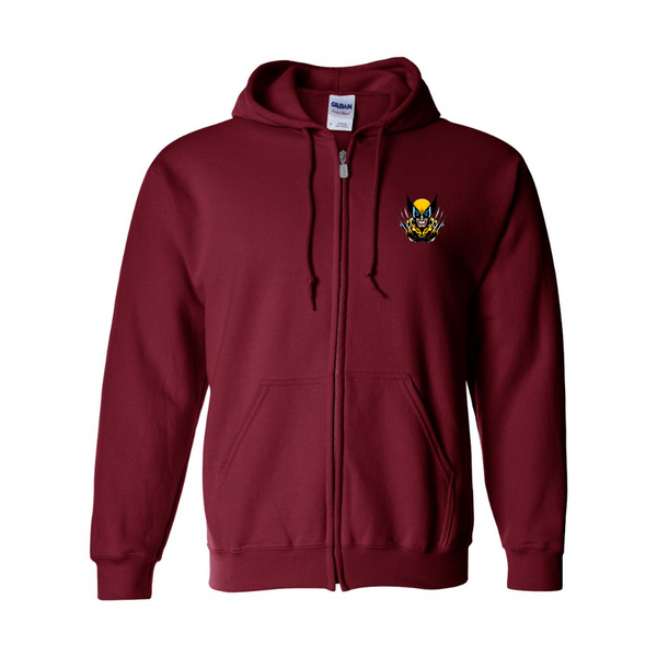 Men's Wolverine 2025 Art  Gildan  Heavy Blend Full Zip Hooded Sweatshirt