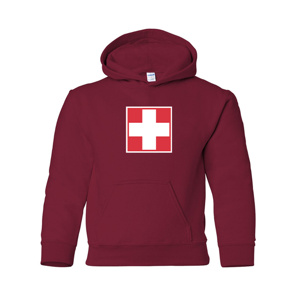 Youth Switzerland National Football Soccer Team  Gildan Heavy Blend  Hooded Sweatshirt