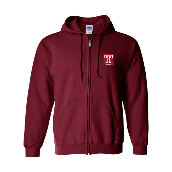 Men's Temple Owls Gildan  Heavy Blend Full Zip Hooded Sweatshirt